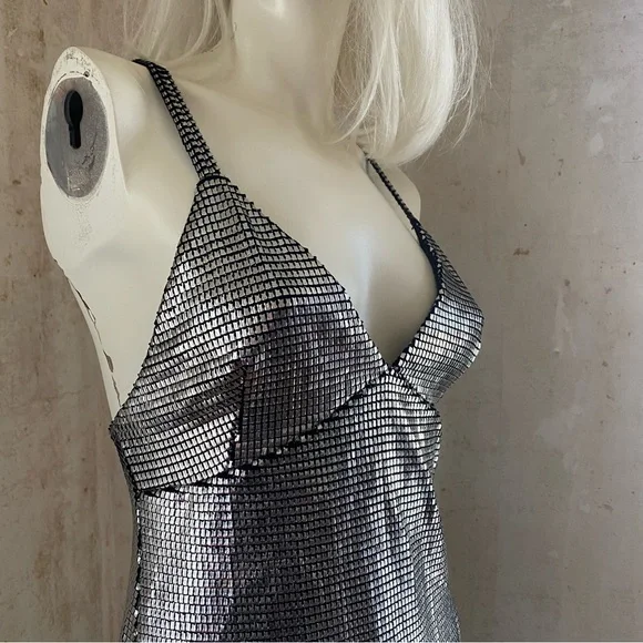 Paco Rabanne Vintage 1990s Silver Mini Dress - Picture 4 of 11